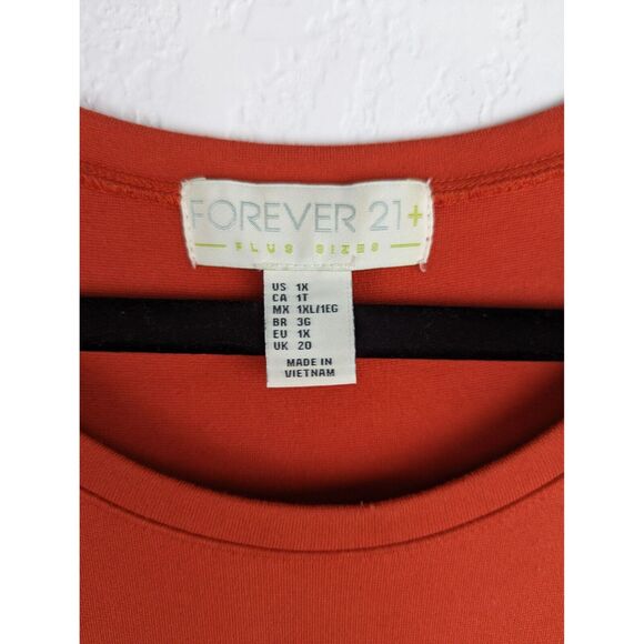 Forever21 Womens Fit & Flare Mini Dress Size 1X Short Sleeve Scoop Neck Orange - Picture 4 of 8